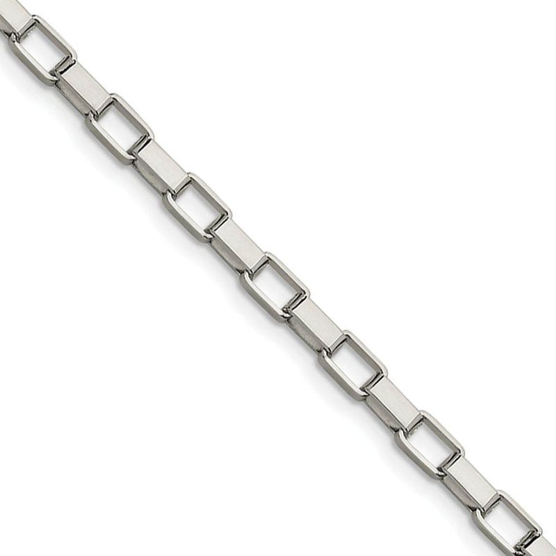 Men's 4.8mm Stainless Steel Open Box Chain Necklace, 30 Inch